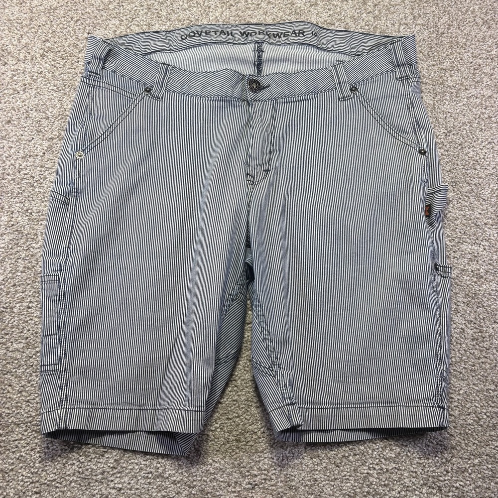 Dovetail Workwear Maven Shorts Womens 18 Blue Striped Cargo 9 Inseam Utility